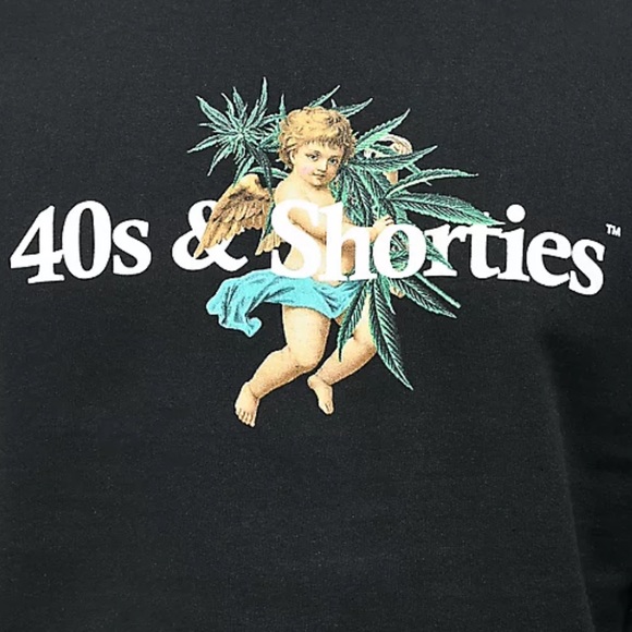 40s & Shorties Angel Plant Black Men’s Crewneck Sweatshirt - Picture 2 of 6